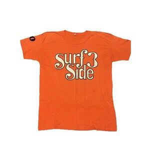Vintage 70s/80s Surf 3 Side Graphic Print Short‎ Sleeve T Shirt Orange